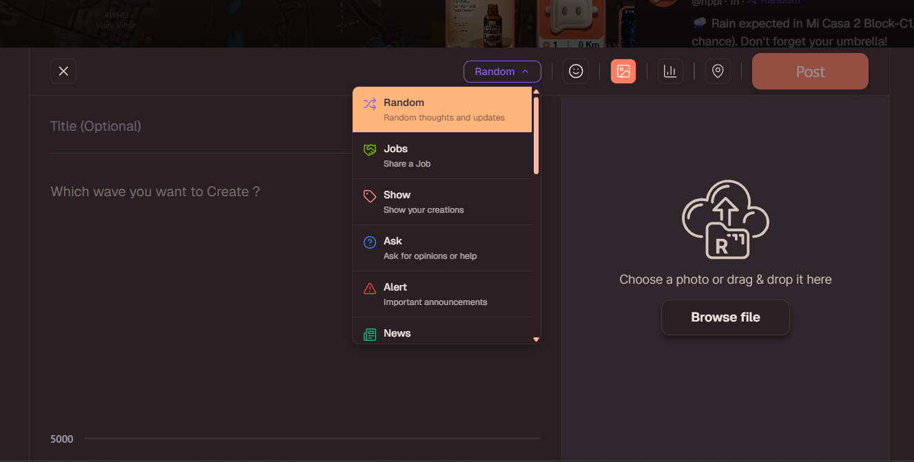 Post Creation Drawer Grid - Desktop View